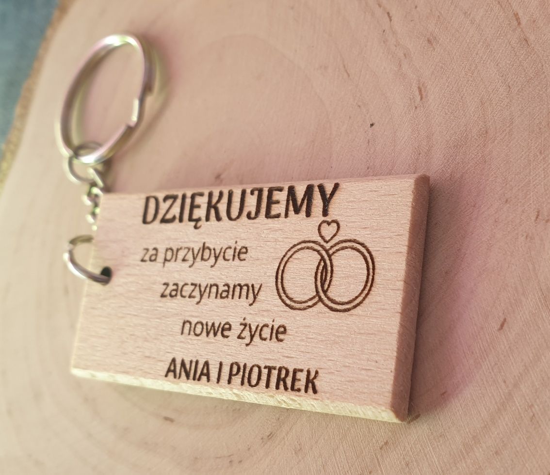 Personalizowany Brelok Podziękowania dla gości Ślub Chrzest Grawer