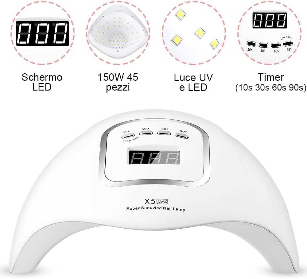 Lampa do paznokci manicure LED+UV MOULEI X5 MAX 150 W biały