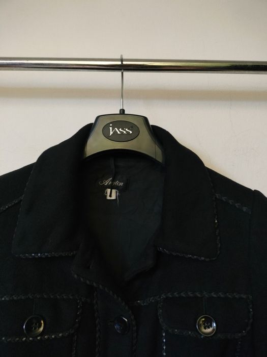 Czarny wełniany kaszmirowy płaszcz Patrizia Aryton