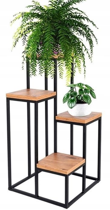 Kwietnik Stojak Na Kwiaty Rośliny Metalowy Stojący 4 Półki Loft 67Cm