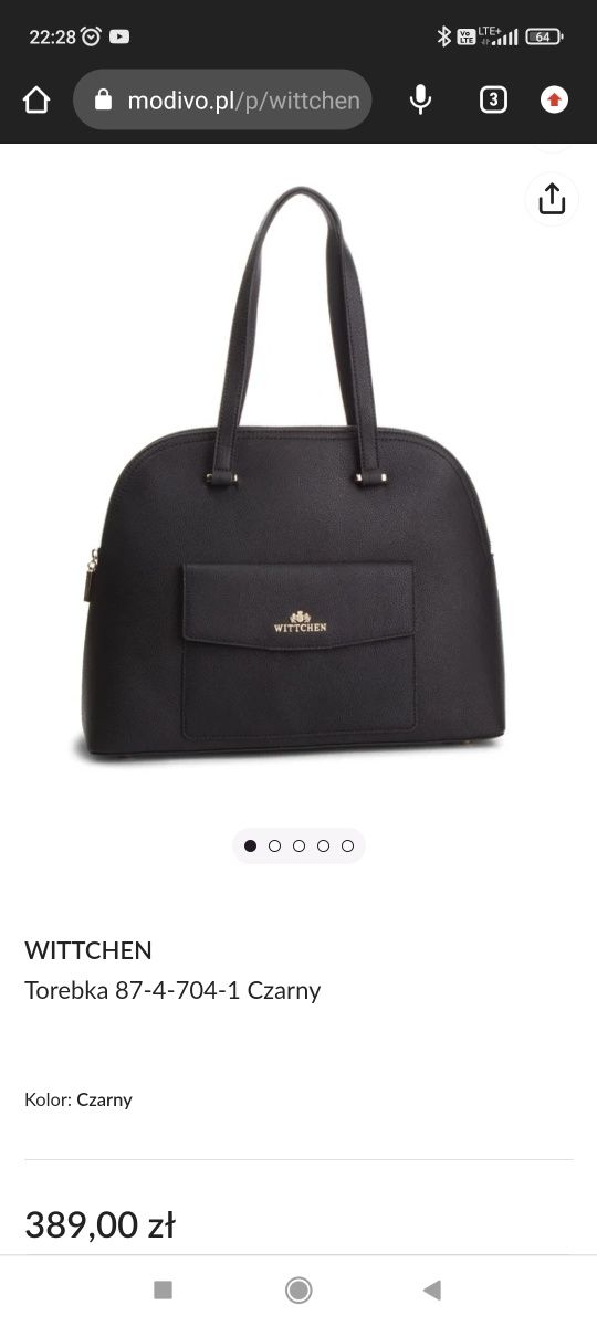 Skórzana torebka Wittchen elegance czarna