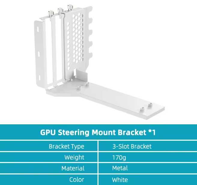 Райзер PCIe 5.0 White, вертикальне кріплення відеокарти