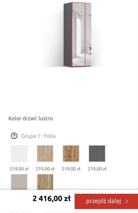 Szafa dwie szafy flex pax lustro wysoka 218 cm 125 cm 50 i 75 parter