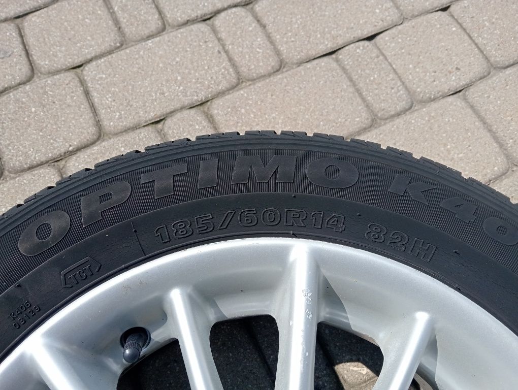 Felgi aluminiowe z oponami 4x100 185/60r14 stan bdb