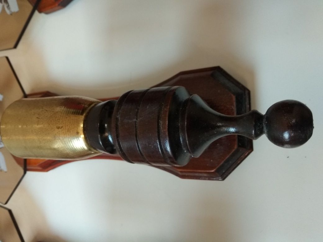 3 lampka kinkiety vintage  PRL z malowanymi szybkami, ręczn