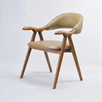 Krzesło modernistyczne drewniane ze skórą naturalną