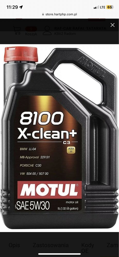 OLEJ 5W30 MOTUL 8100 X-CLEAN+ 5L silnikowy olej