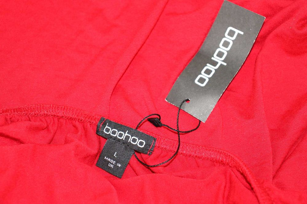 n6 Boohoo czerwona damska bluzka wiązana Nowa 44/46 XXL/3XL