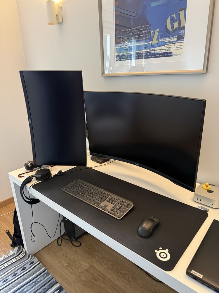 Setup 2 Monitores Curvos Gaming 27” e 32” + Braço Monitores