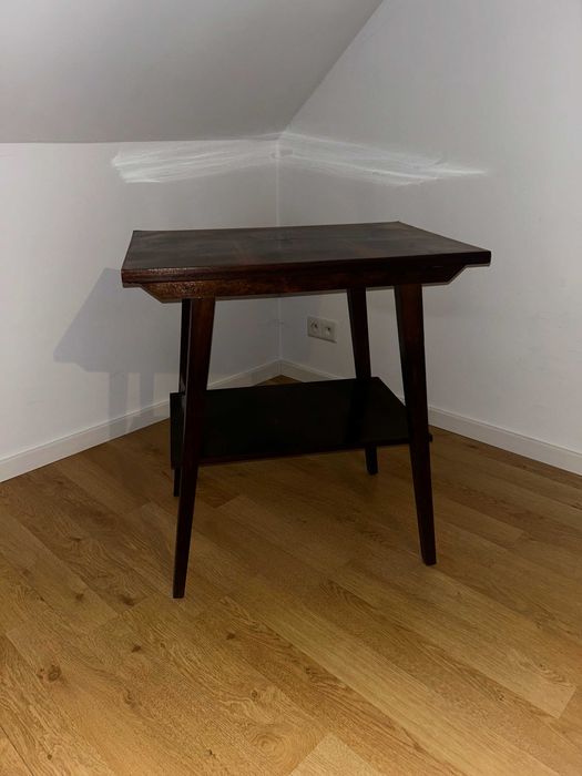 drewniany stolik fornir, lata 60 PRL