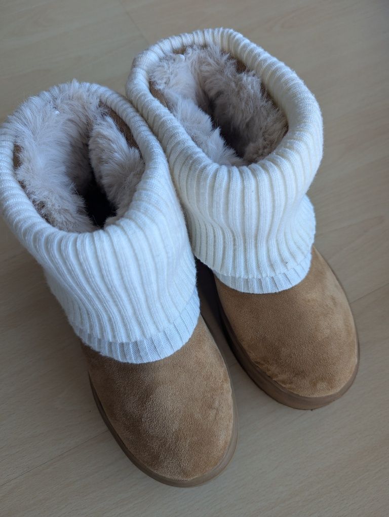 Botas Bershka com plataforma e tipo meia - 37, camel, COMO NOVOS