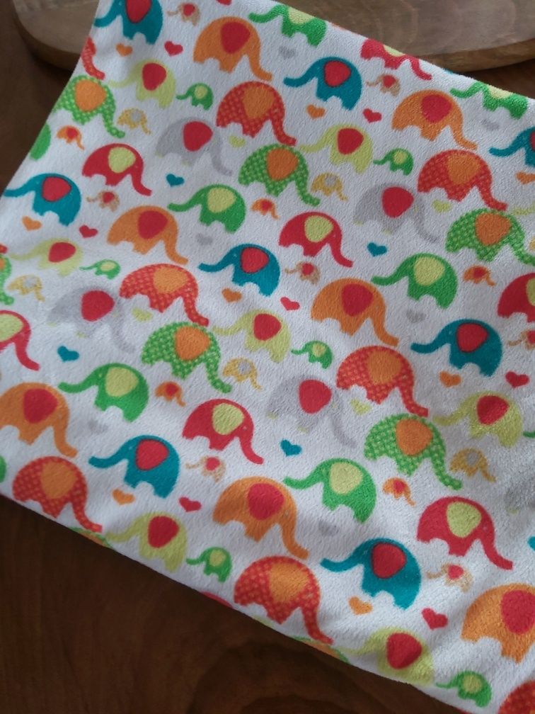 BABY ONO*Kocyk minky*szary i print w słoniki