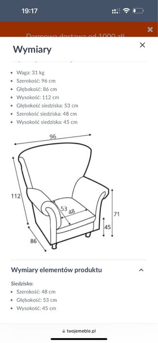 Fotel + pufa uszak cupido brw