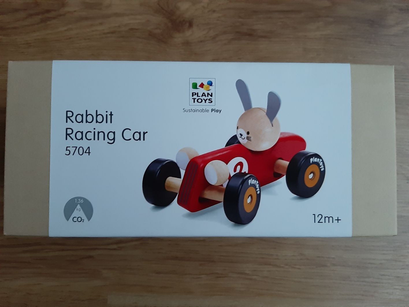 Plan Toys - carro de corrida coelho madeira (novo)