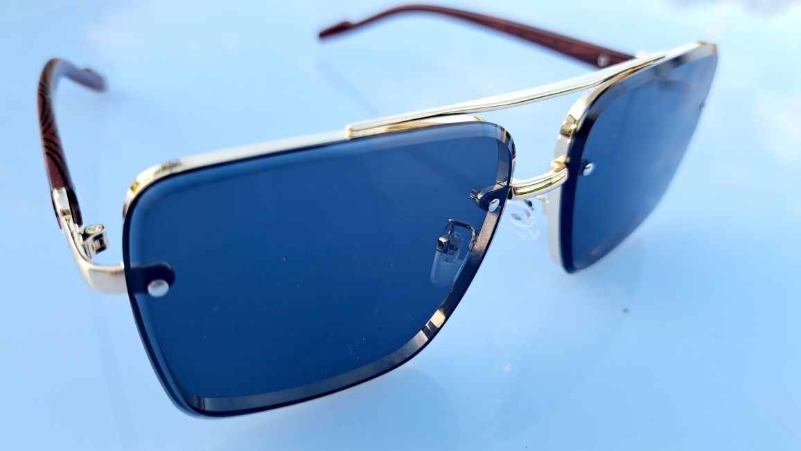 Nowe modne okulary przeciwsłoneczne męskie lato 2025 czarno-złote