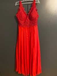 Elegancka długa sukienka czerwona rozmiar 38 36