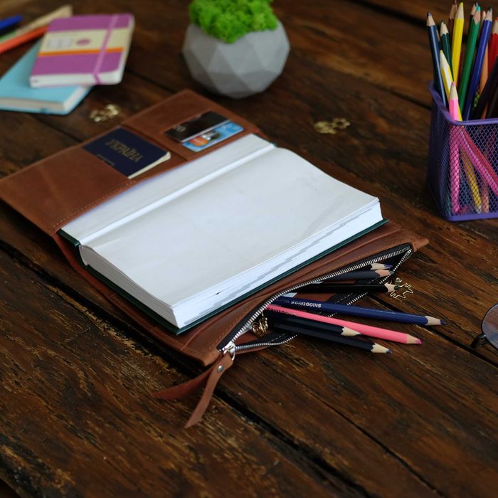 Кожаная обложка на блокнот А5, ежедневник, дневник, планер  / 7 цветов