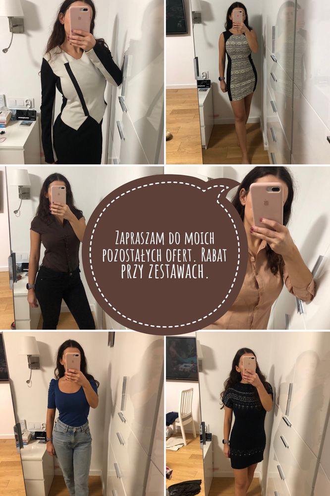Sweter granatowy dekolt w serek rozmiar S.