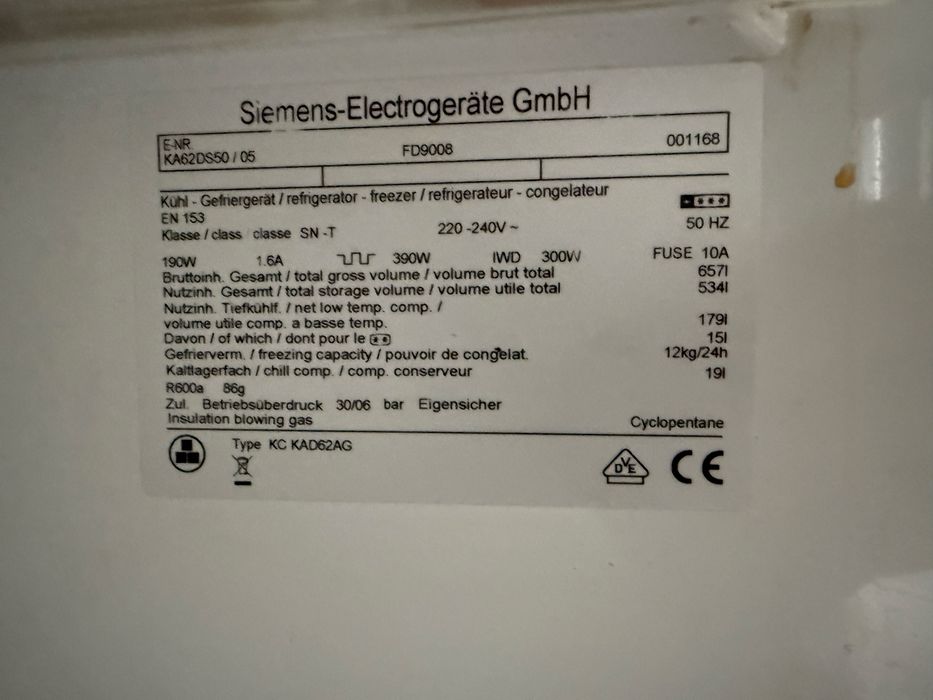 Siemens czarna Kad62ag kostkarka lodowka zamrazarka uszkodzona