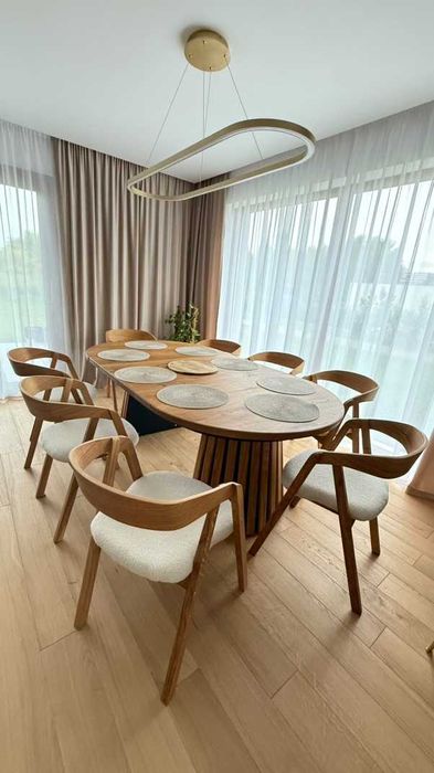Stół okrągły dębowy metalowa noga 220cm! rozkładany producent masywny