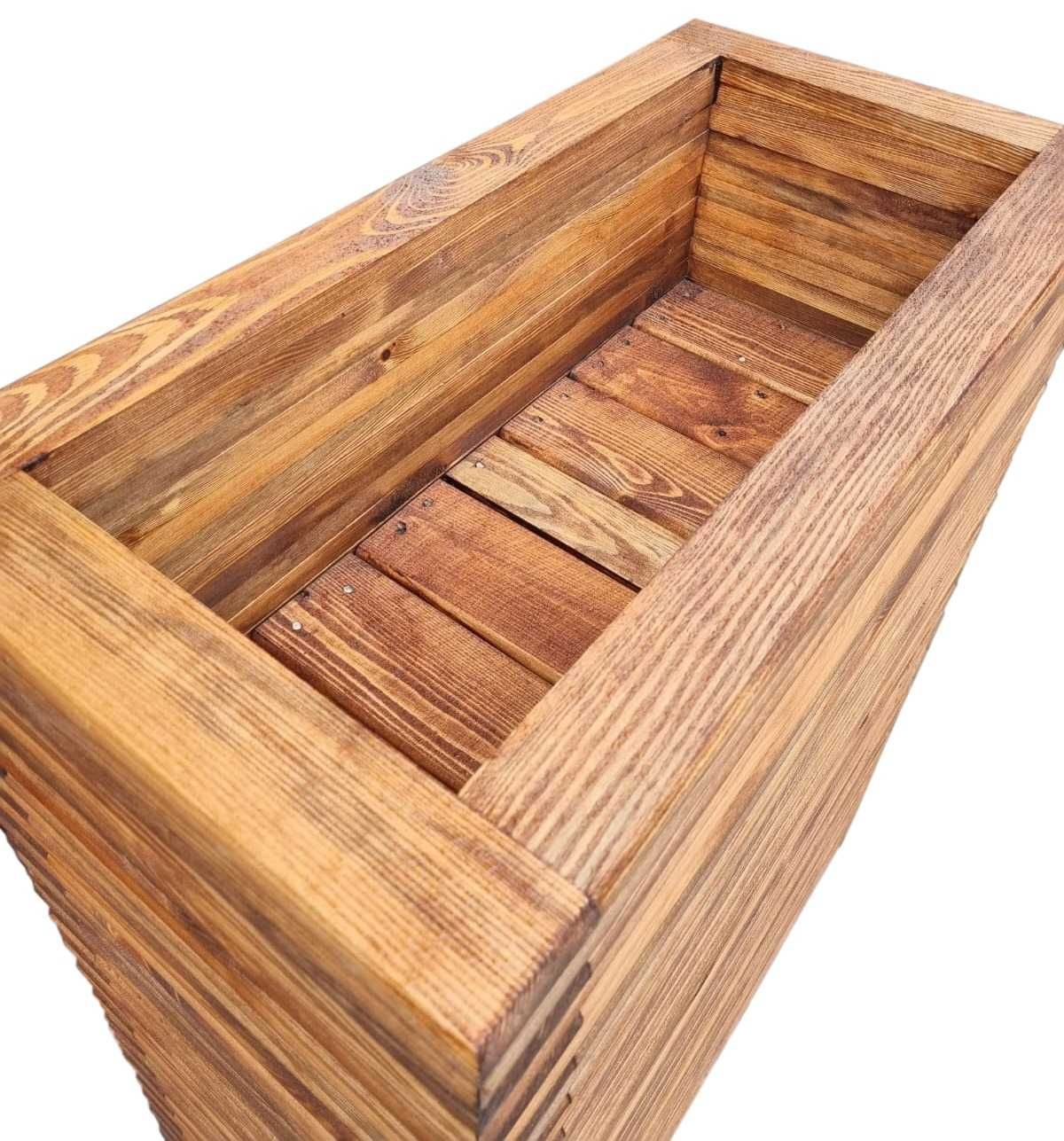 Donica masywna drewniana 3D, prostokątna, ogrodowa tarasowa PIĘKNA