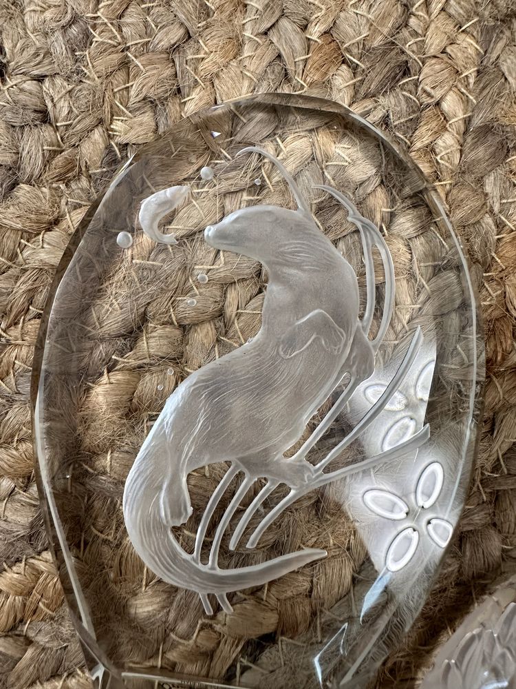 DANBURY MINT crystal glass  ANIMAL ETCHING крістал