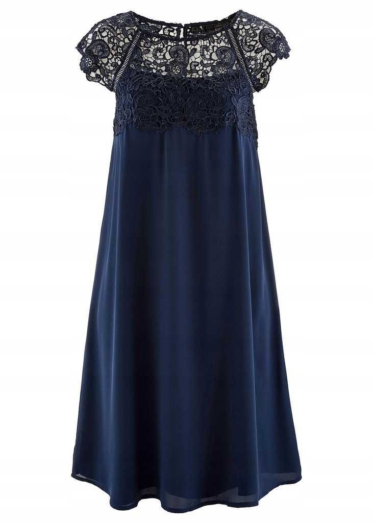 Elegancka sukienka szyfonowa gipiura 38,40,42 lub 46