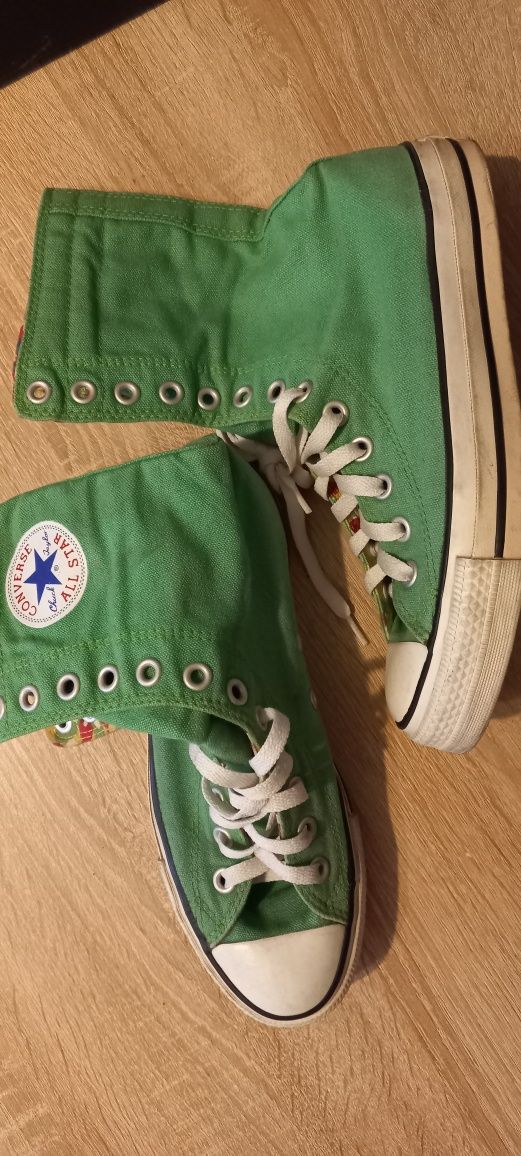 Tenisówki wysokie zielone buty damskie Converse All Star vintage retro