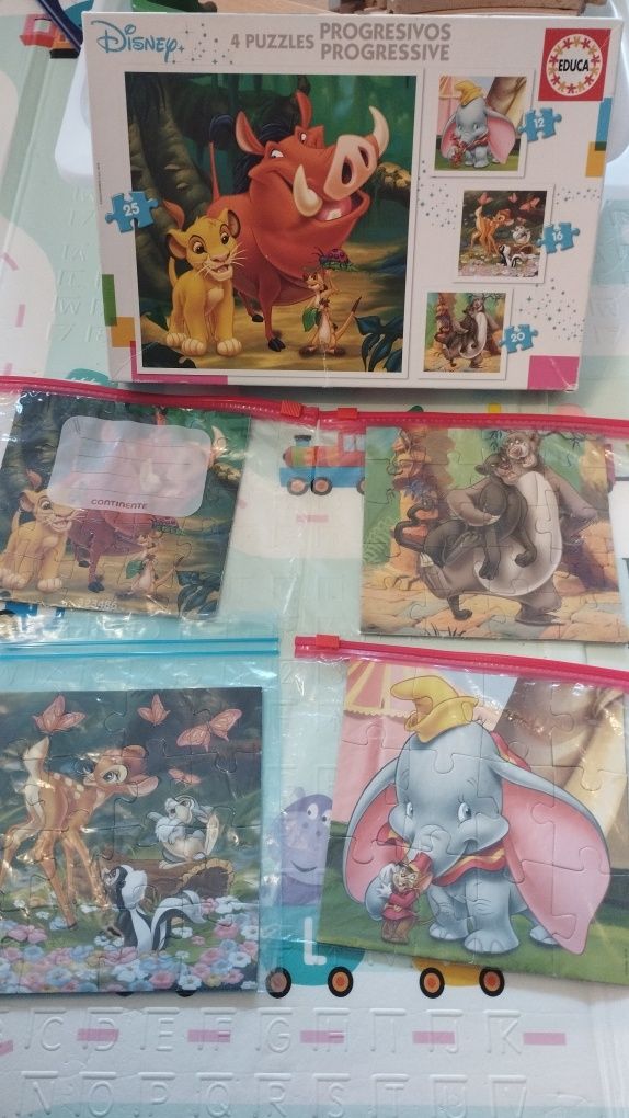 Puzzles Disney (Rei Leão, Dumbo, Bambi, Livro da Selva)