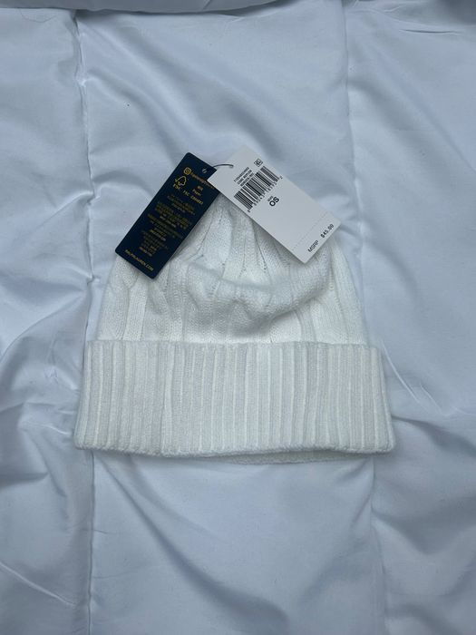Biała czapka zimowa Ralph Lauren