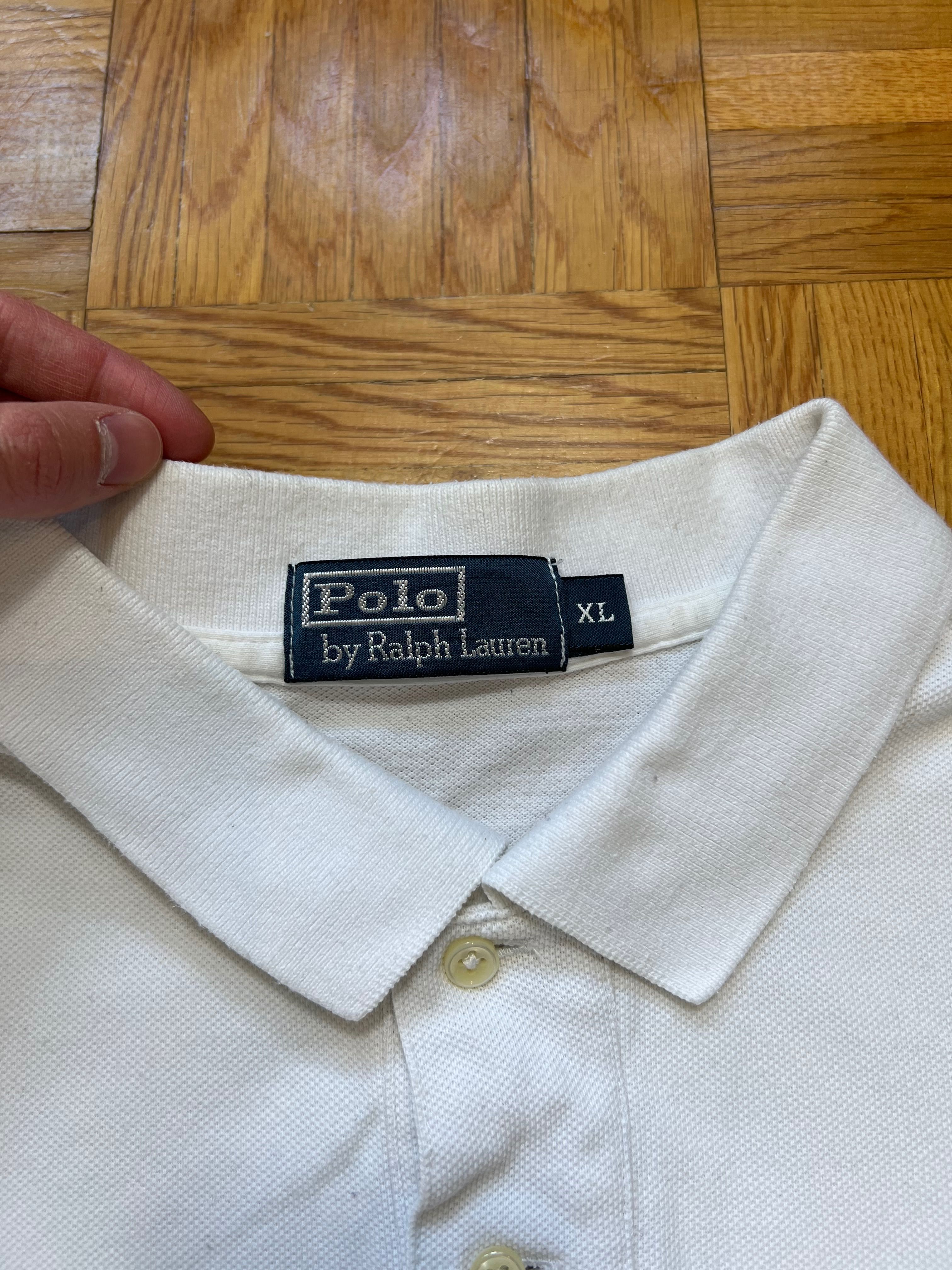 Longsleeve Ralph Lauren polo white vintage biały