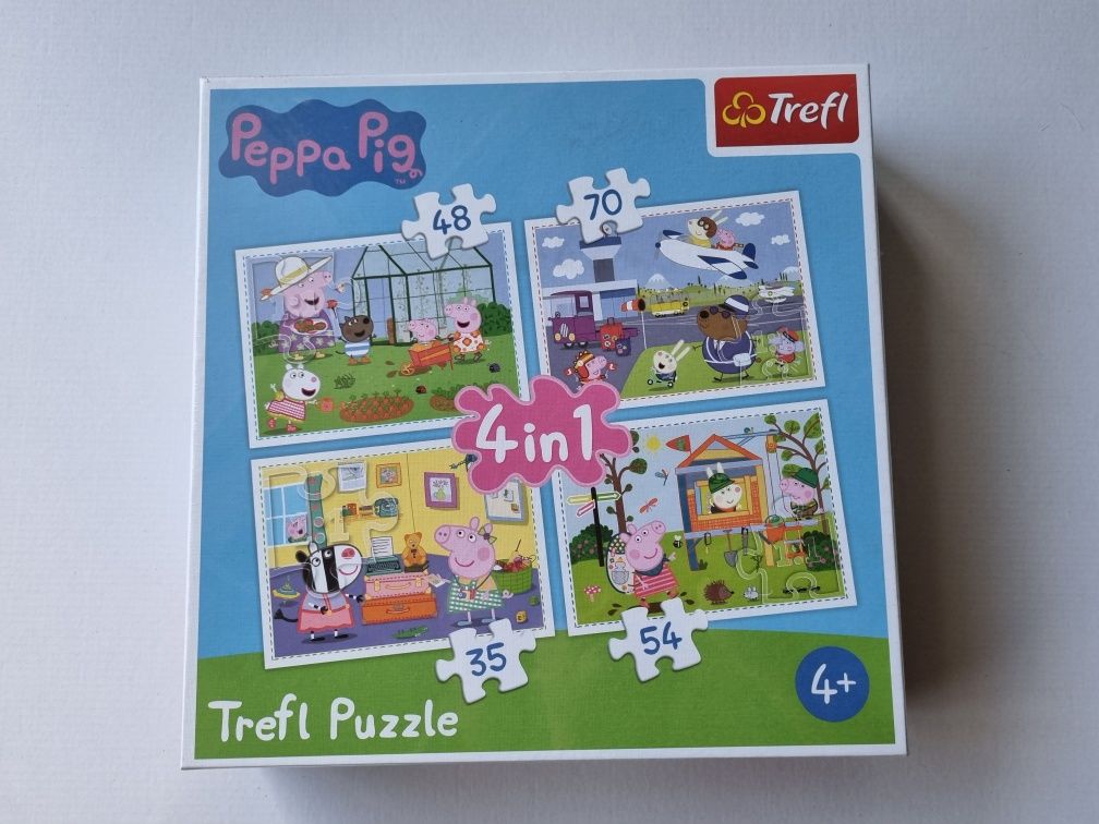 Peppa Pig Świnka Peppa Puzzle Trefl 4w1 Wakacyjna przygoda NOWE