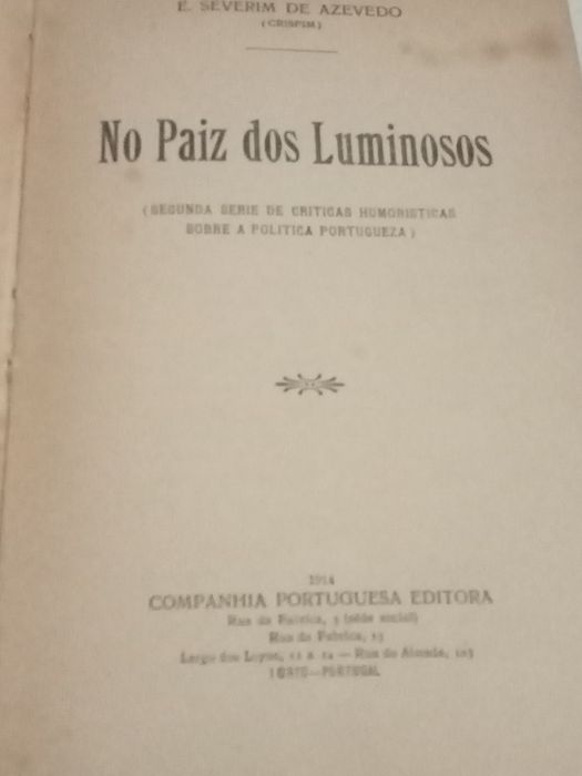 Livro  No Paíz dos Luminosos de 1914