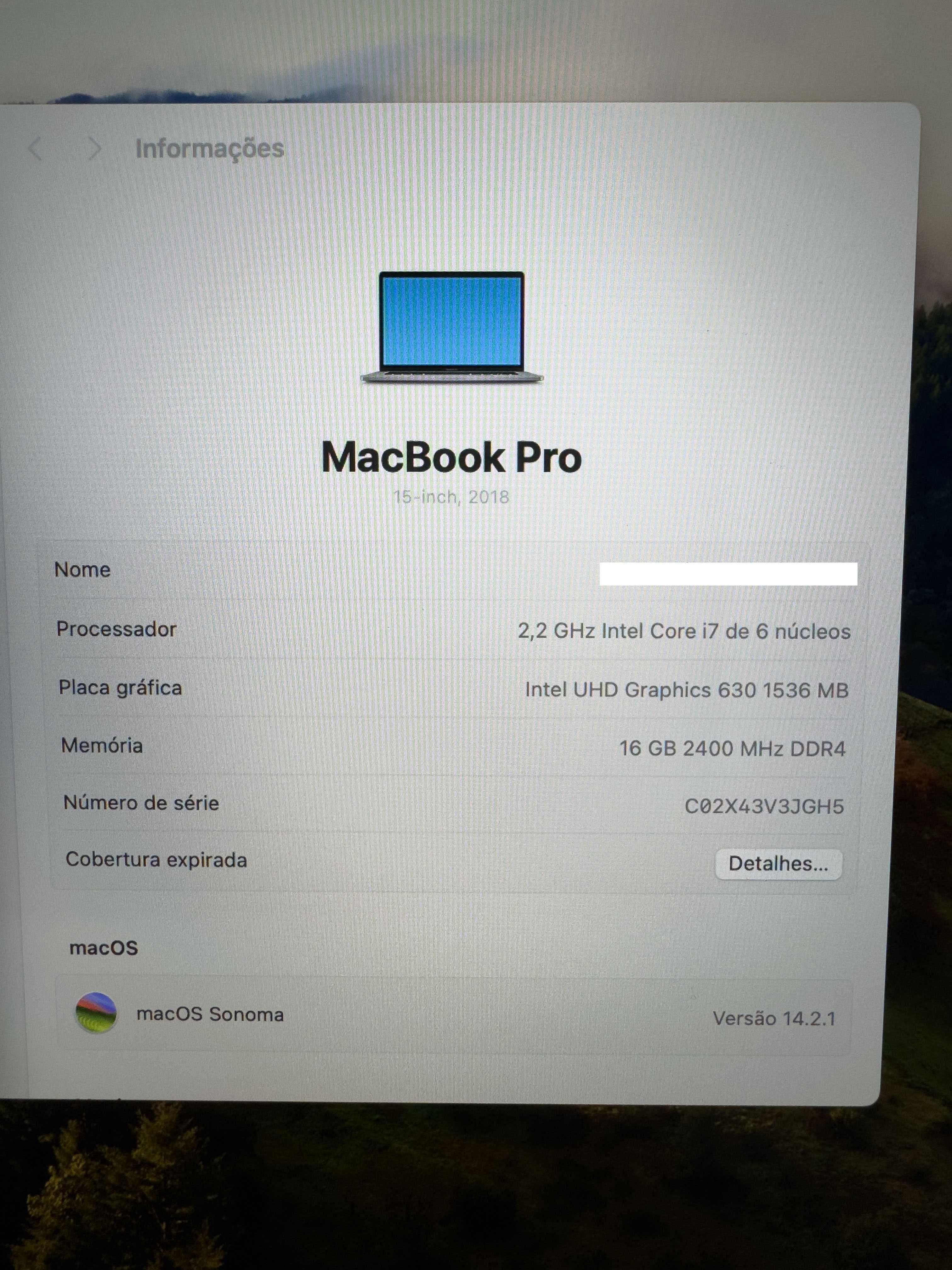 Macbook Pro 15 2018 - i7 2.2 Ghz 16gb ram 256gb disco - Óptimo estado