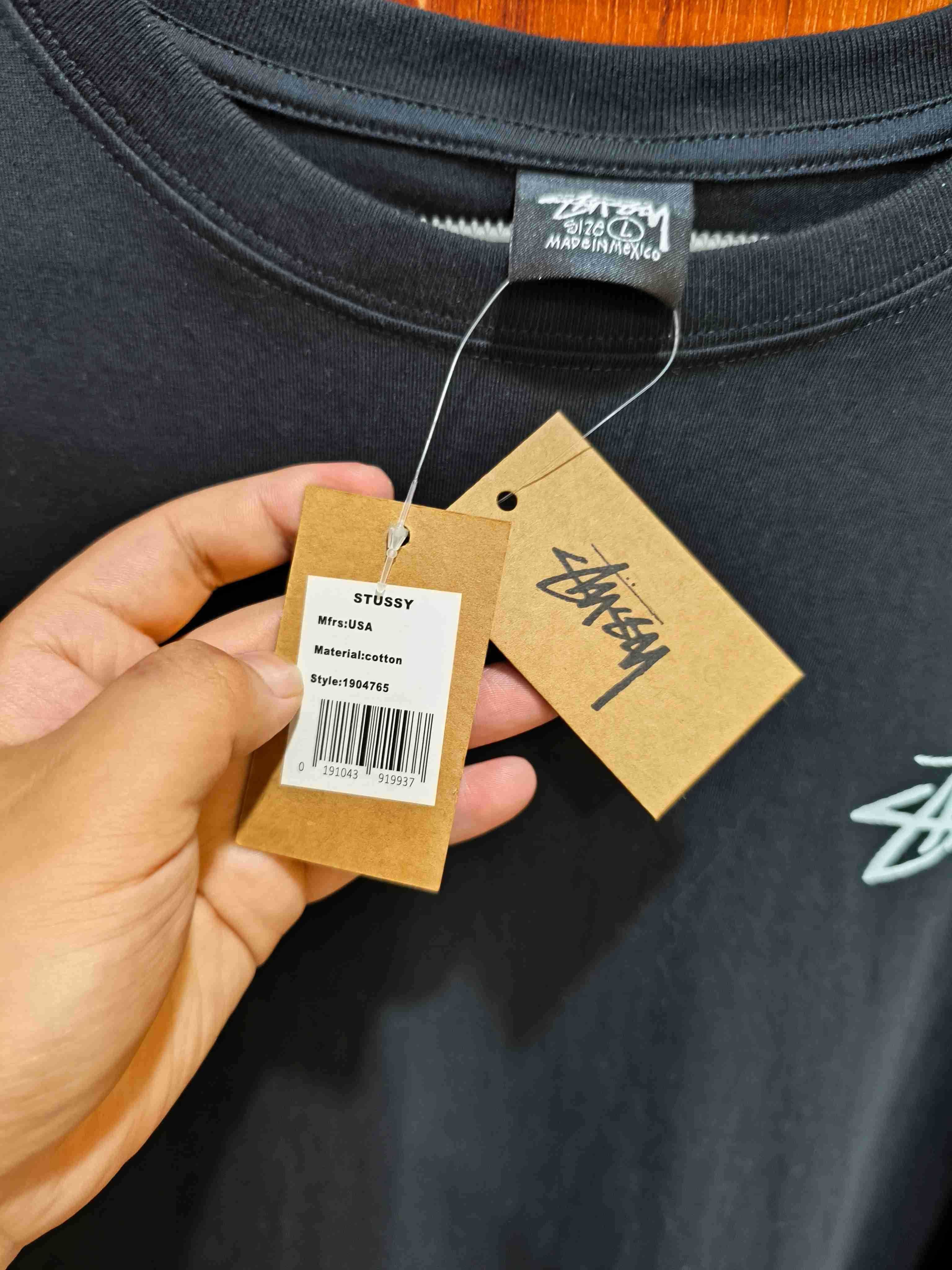 Stussy,Męska czarna koszulka z nadrukiem letnim, rozmiar L