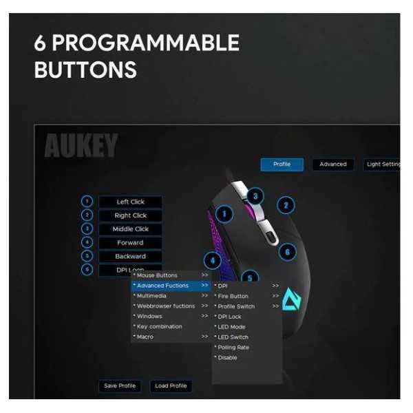 Optyczna myszka gamingowa firmy AUKEY model GM-F3