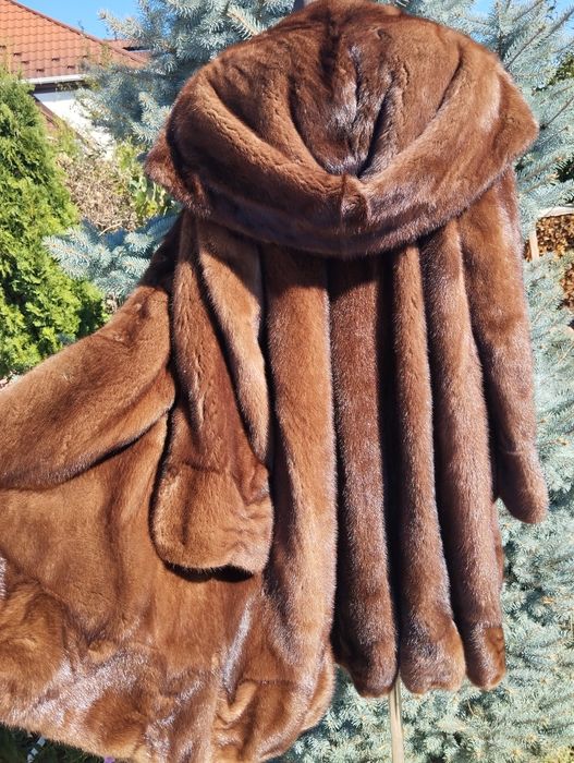Ог 125! Норкова шуба полушубок манто колір горіх 50-52-54
