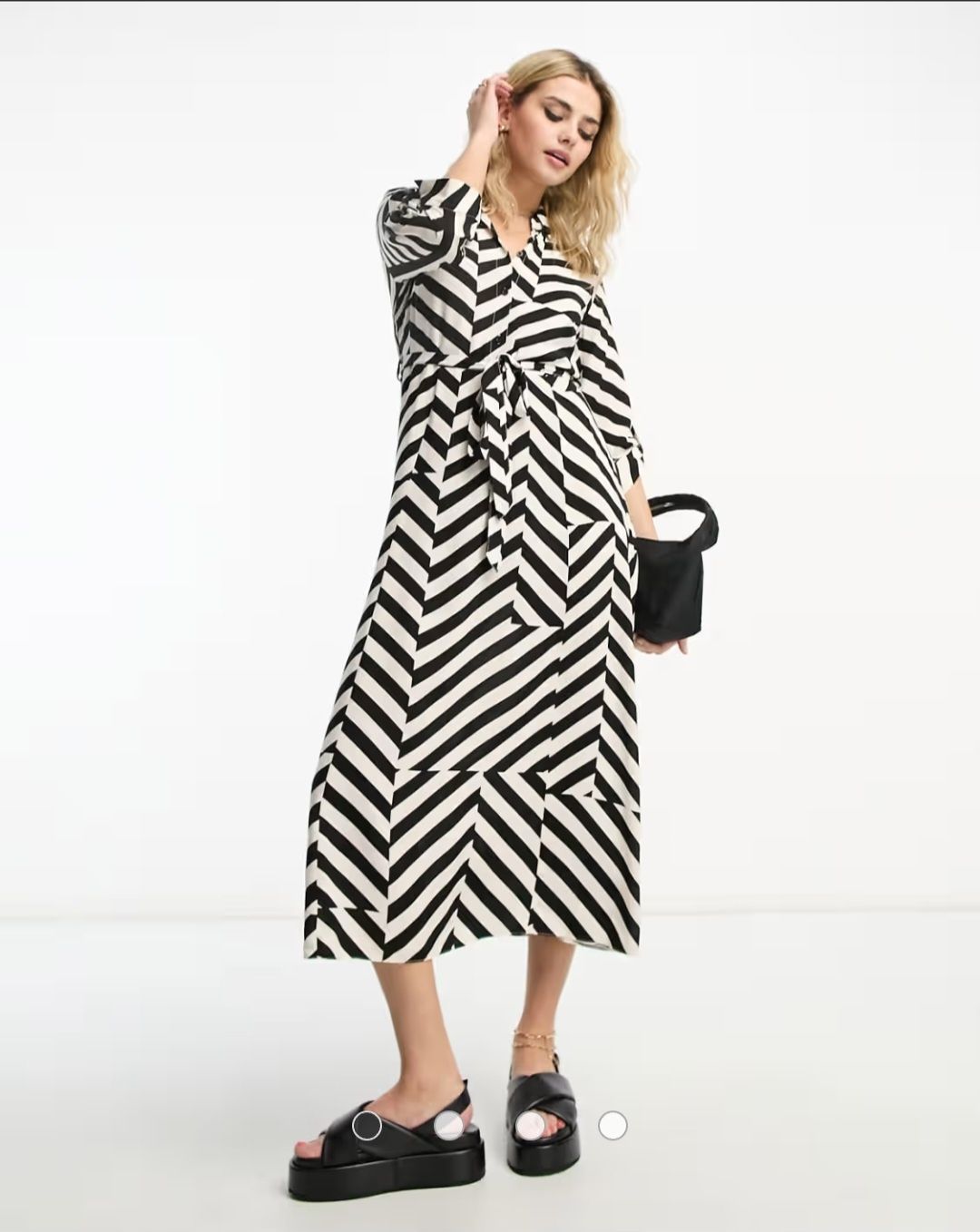 New Look Extra czarna wzorzysta Sukienka Koszulowa z paskiem 34 _ XS