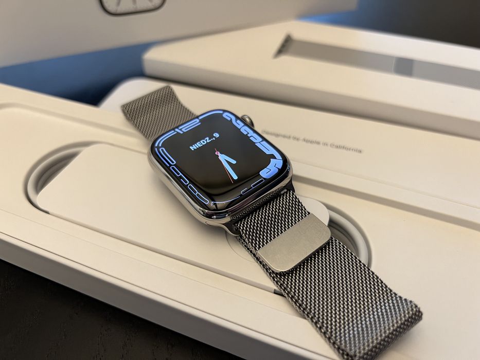 Apple Watch 7 45mm Stainless Steel Milanese Loop Silver Gwarancja !!