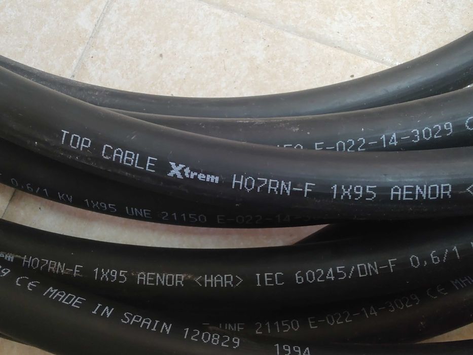 Cabo Electrico 1x95 H07RN 1 condutor de 95 mm2 - 15 metros