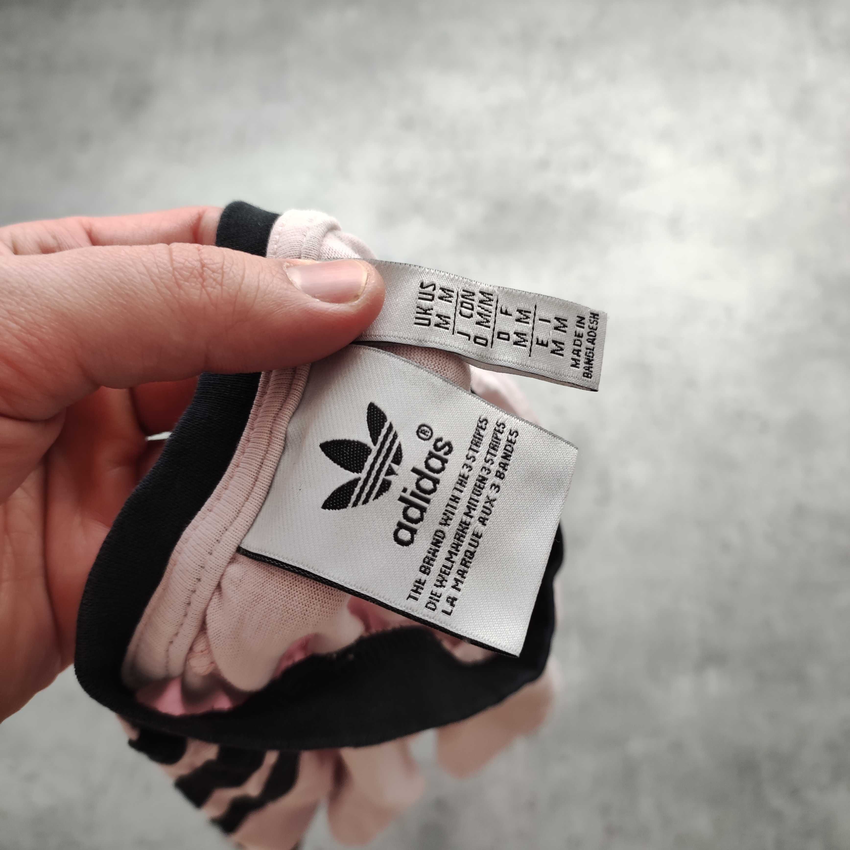 MĘSKA Koszulka Bawełna Pudrowy Róż PREMIUM Haft Logo 3 Paski Adidas