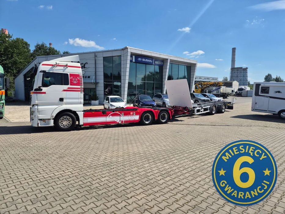 MAN TGX 28.420 6X2-2 LL / ZESTAW DO PRZEWOZU KONTENRÓW / NISKI BDF / DŁUGA RAMA  / NACZEPA HFR KM 20 / SUPER STAN / 1 WŁ  / SYPIALKA 2 ŁÓZKA / EURO 6  Najtańszy w EU! Niski BDF, Zestaw do kontenerów, Stan idealny, 2 łóżka