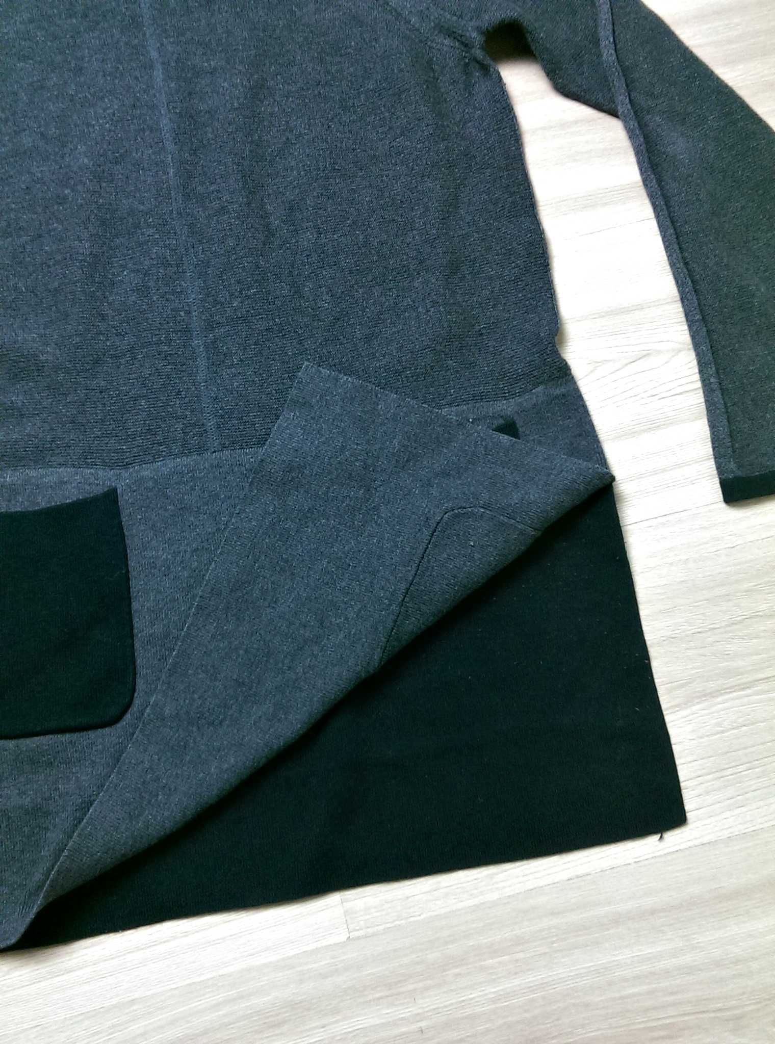 Długi sweter szary grafitowy czarny długi rękaw z kieszeniami 40