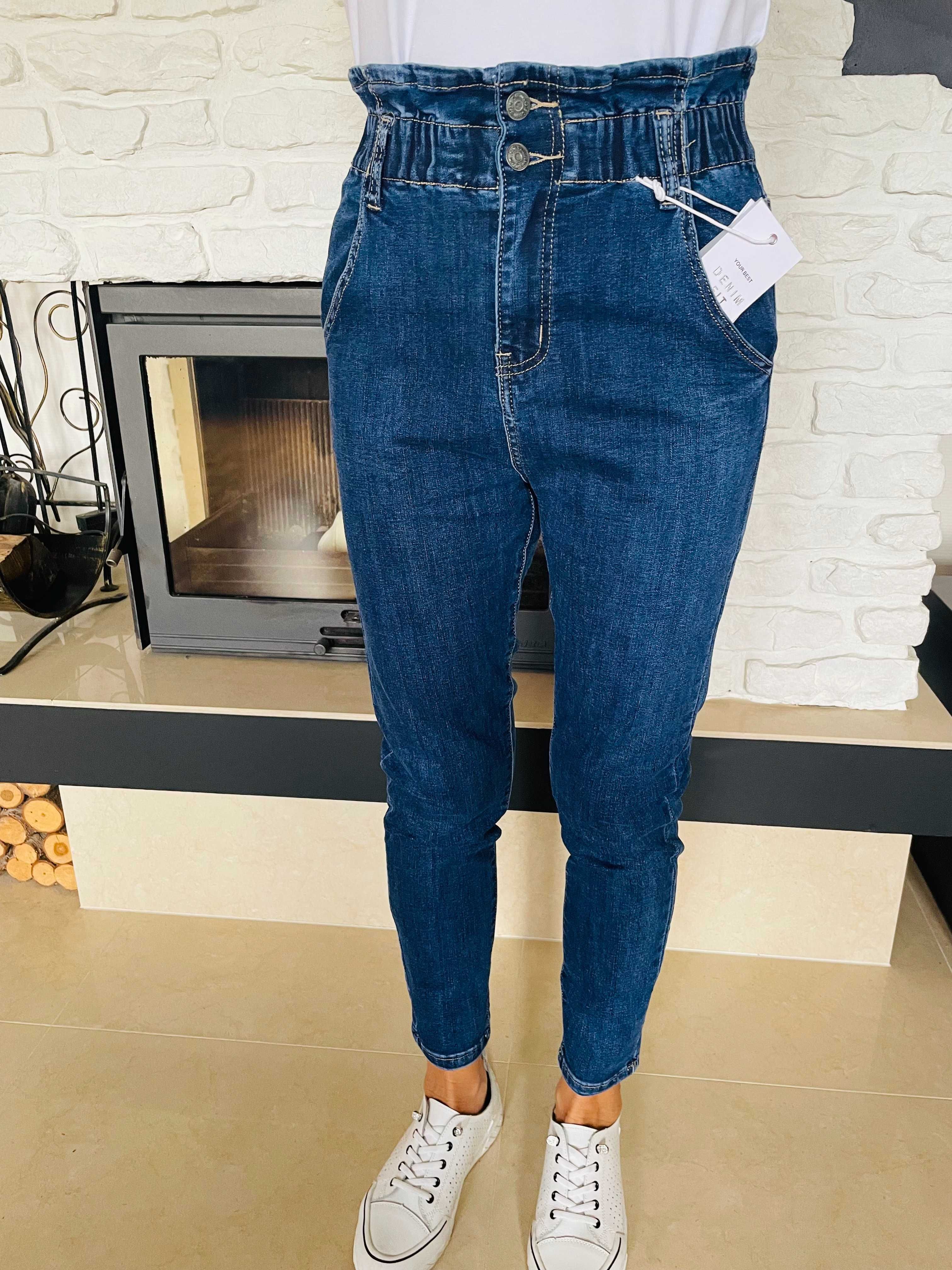 NOWE Spodnie jeansowe z wysokim stanem 34