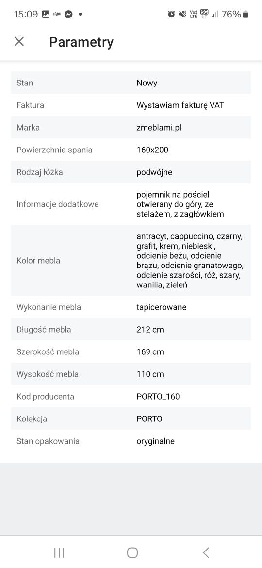 Łóżko tapicerowane z pojemnikiem  na posciel