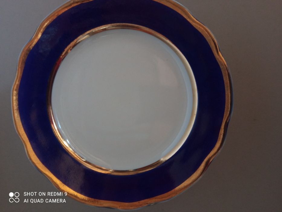 Тарілки кобальт з золотом, раритет. Коростень.6 шт