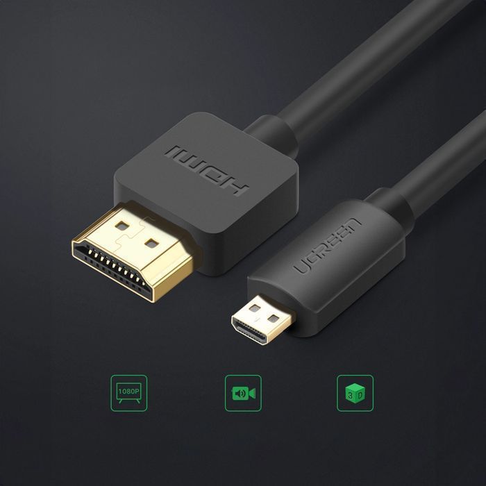Kabel Ugreen HD127 Micro HDMI - HDMI 2.0 2m - Czarny