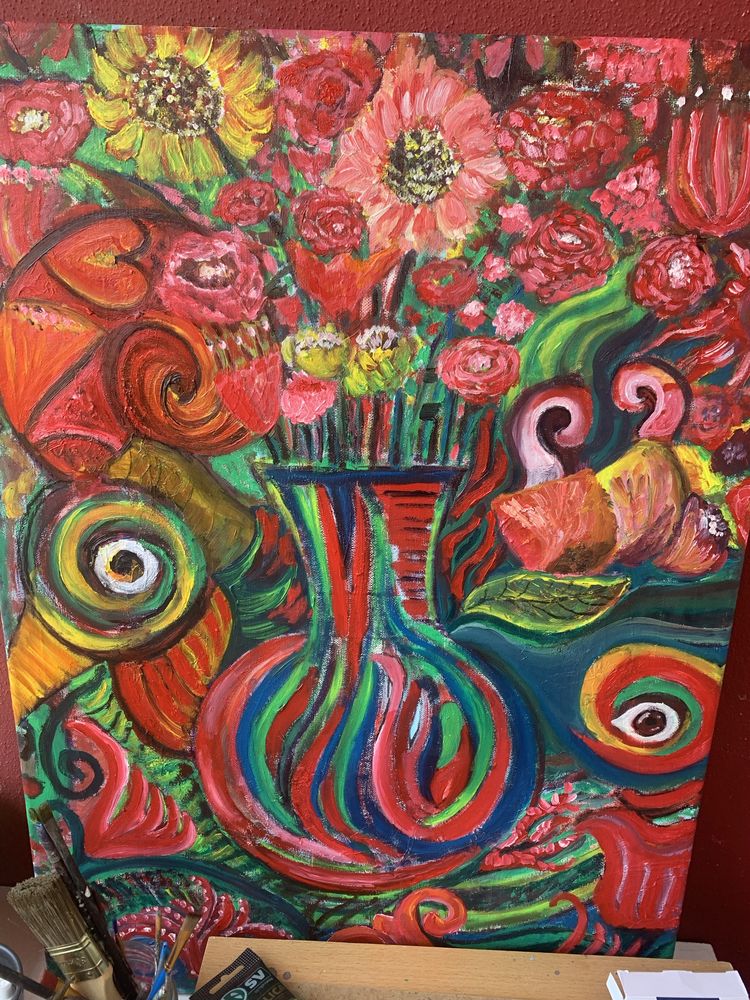 O Ferreirinha - Pintura a oleo - Jarra de flores