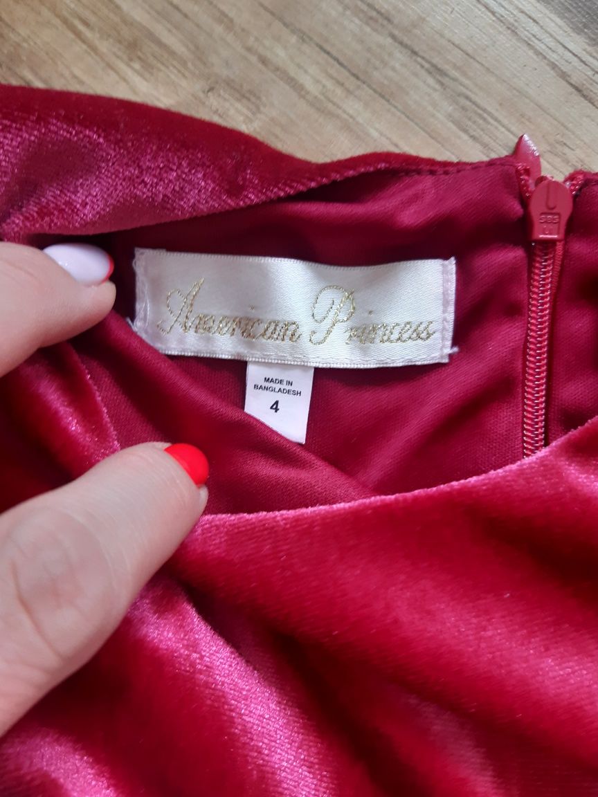 Sukienki dla sióstr 104 i 80 koronkowe białe czerwone eleganckie bal