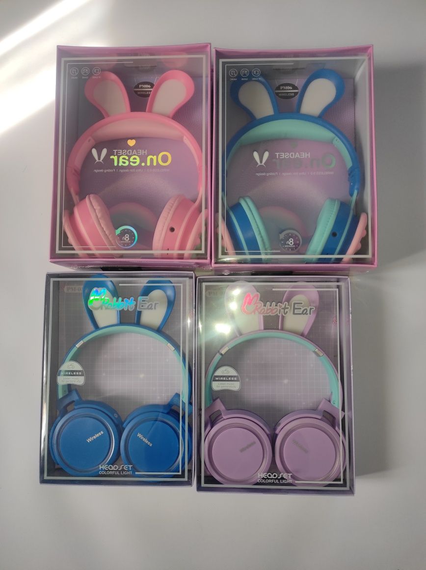 Стильна блютуз Bluetooth навушники для хлопчиків та дівчаток з вушками